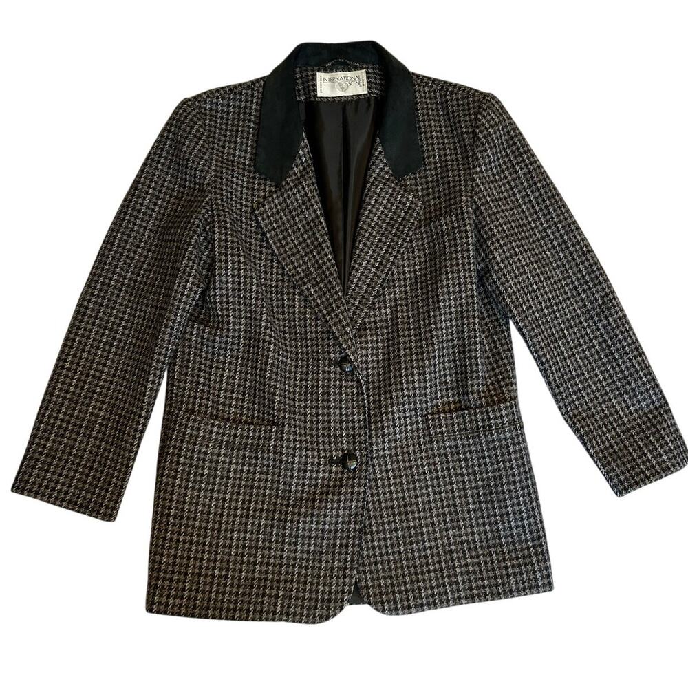 Vintage International Scene Wool Houndstooth Blazer - Size 8 - Made in Russia